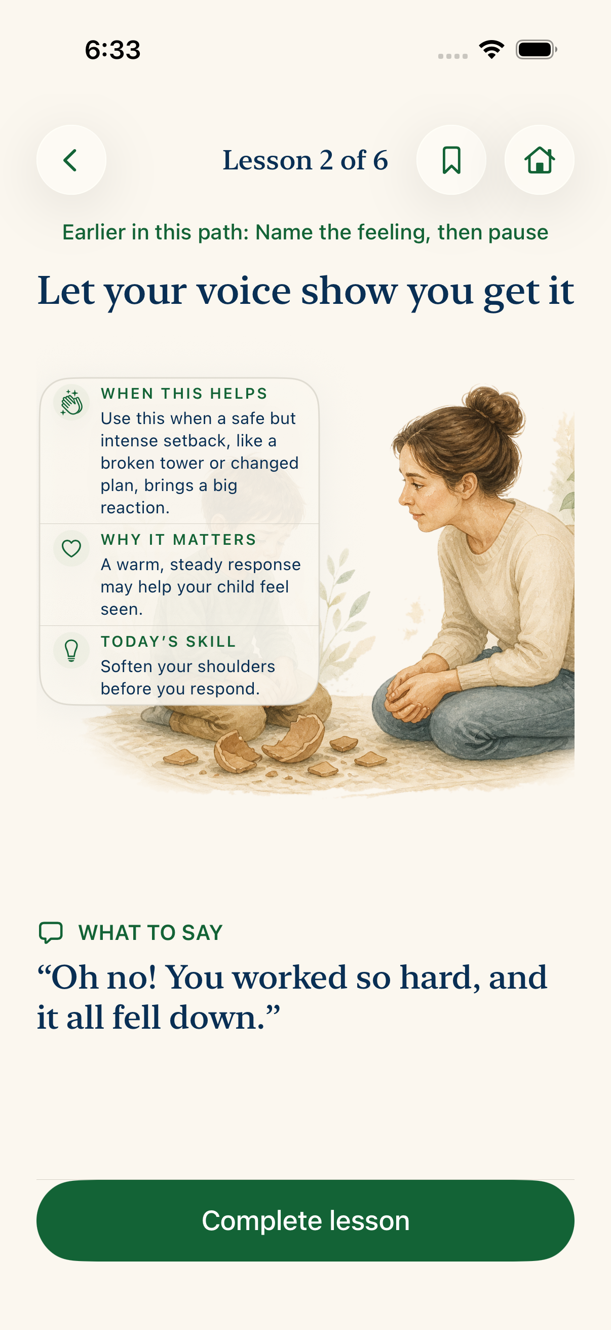 LittleTalk lesson about meeting a child's big feeling with calm energy