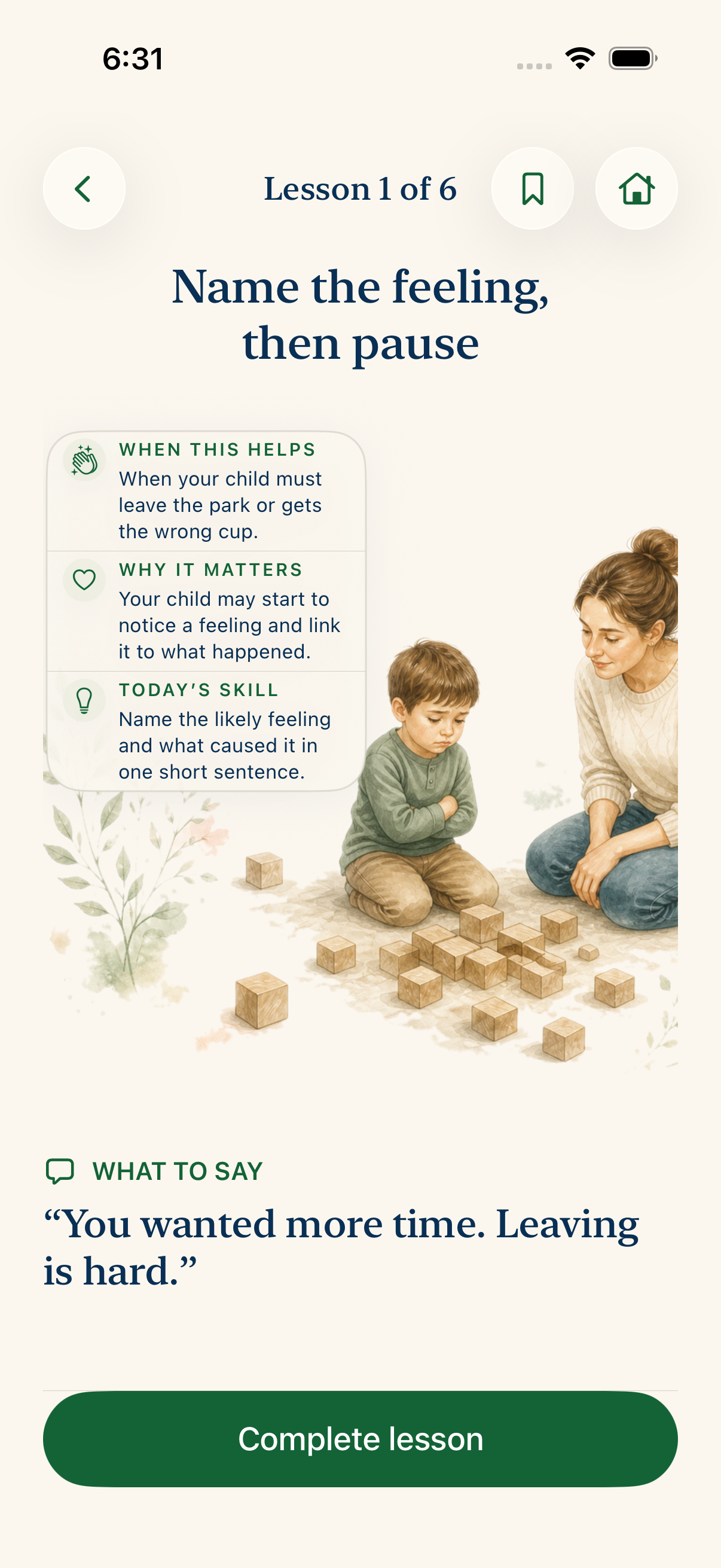 LittleTalk lesson showing what helps, why it matters, a parent skill, and words to say